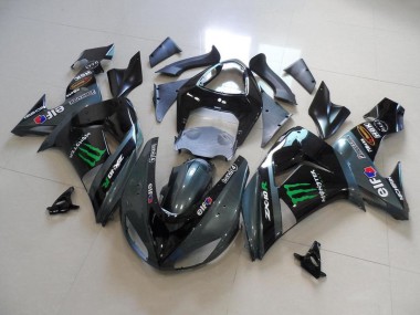 Carenados Moto Kawasaki ZX10R 2006-2007 - Negro Brillante Negro Mate Verde Elf Touch4 Monstruo Energy