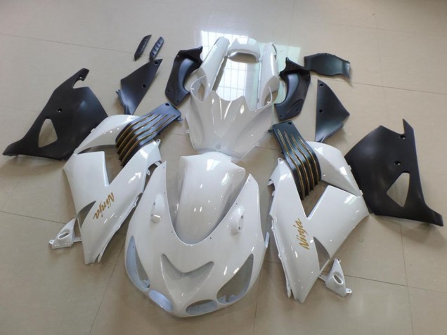 Carenados Moto Kawasaki ZX14R ZZR1400 2006-2011 - Blanco Negro Mate Oro Ninja