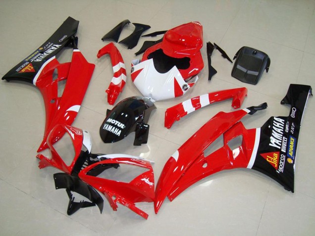 Carenados Moto Yamaha YZF R6 2006-2007 - Rojo Blanco Negro Brillante Motul