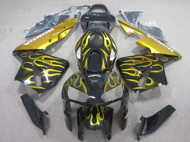Carenados Moto Honda CBR600RR 2005-2006 - Negro Brillante Amarillo Llama