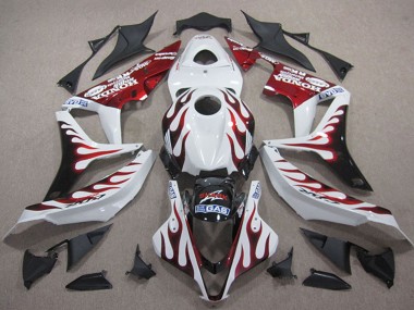Carenados Moto Honda CBR600RR 2007-2008 - Blanco Rojo Negro Brillante Llama