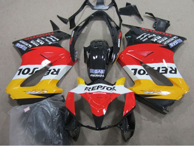 Carenados Moto Honda VFR 800 2002-2013 - Amarillo Blanco Rojo Negro Brillante Repsol