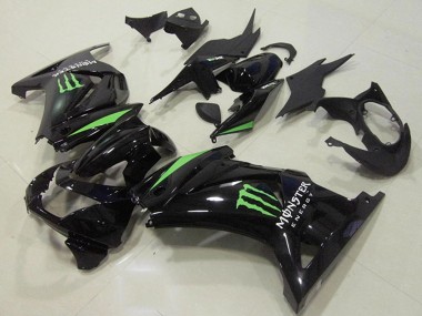 Carenados Moto Kawasaki ZX250R 2008-2012 - Negro Brillante Verde Monstruo Energy