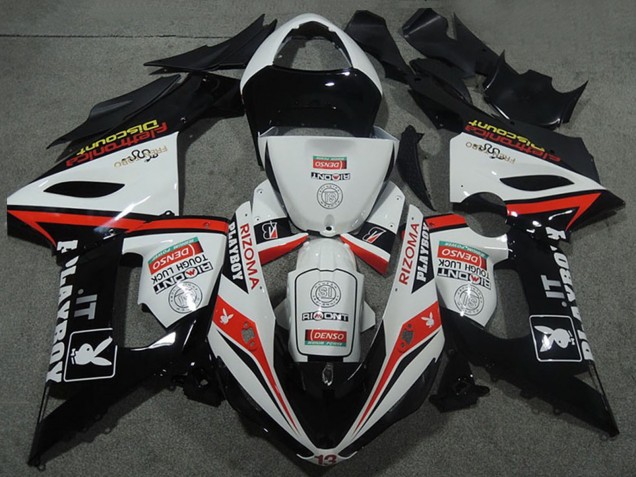 Carenados Moto Kawasaki ZX6R 2005-2006 - Blanco Negro Rojo Rizoma Playboy