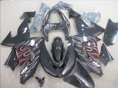 Carenados Moto Kawasaki ZX10R 2006-2007 - Negro Brillante Rojo Blanco Llama