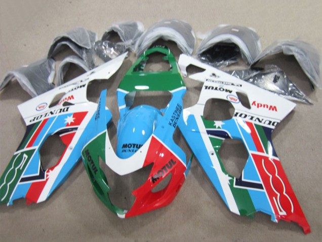 Carenados Moto Suzuki GSXR 600 2004-2005 - Blanco Azul Verde Rojo Motul