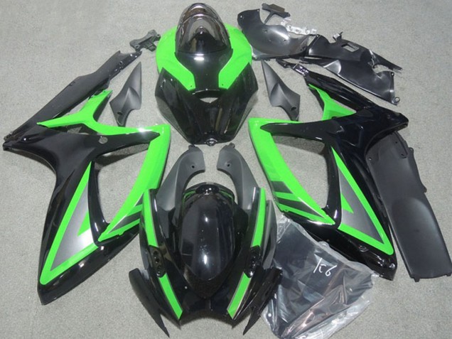 Carenados Moto Suzuki GSXR 600 2006-2007 - Verde Negro Brillante Plata