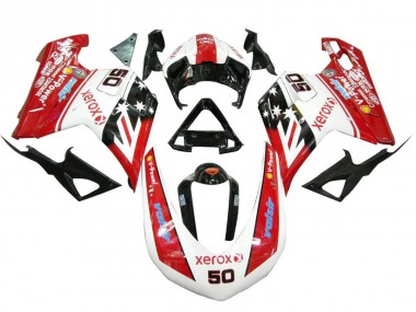 Carenados Moto Ducati 848 1098 1198 2007-2014 - Blanco Rojo Negro Brillante Valsir Xerox 50